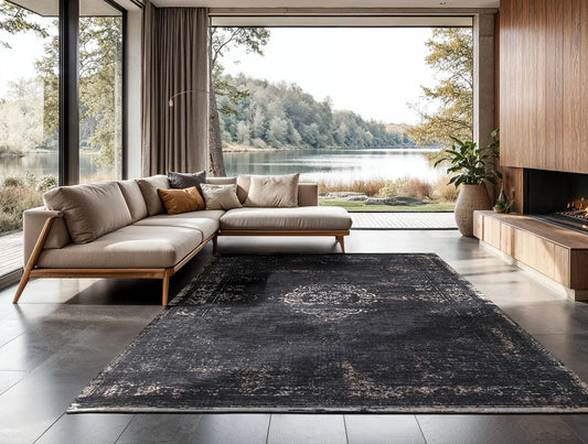 Louis De Poortere Fading World Medallion 8263 Mineral Black Rug - Love-Rugs alternate image