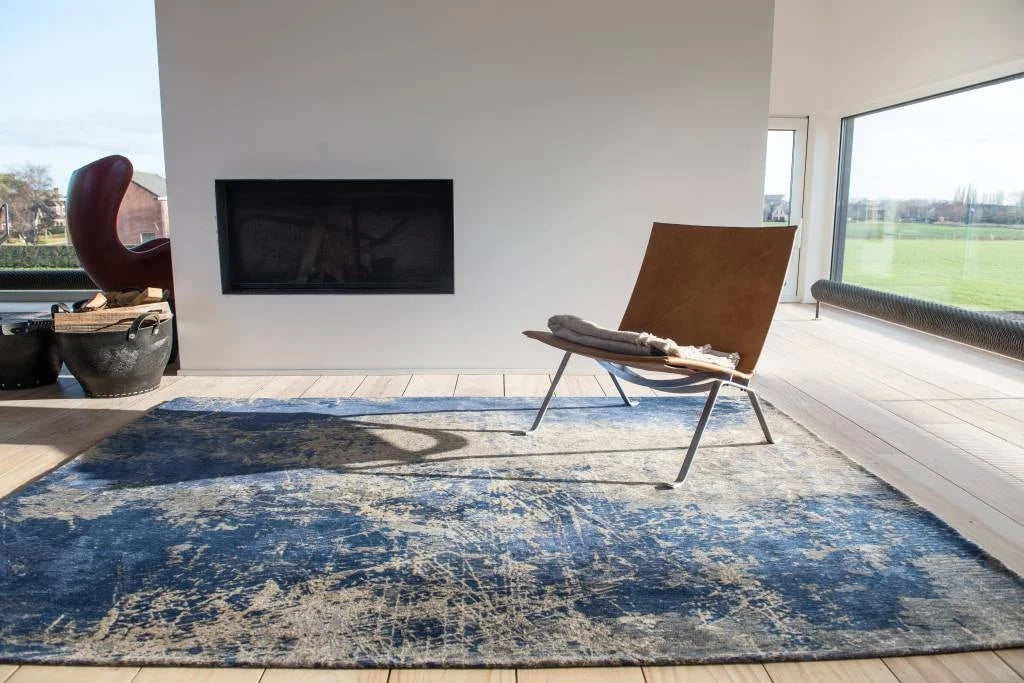 Louis De Poortere Mad Men Cracks 8629 Abyss Blue Rug - Love-Rugs