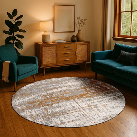 Louis De Poortere Mad Men Griff 8419 Columbus Gold Round Rug - Love-Rugs alternate image