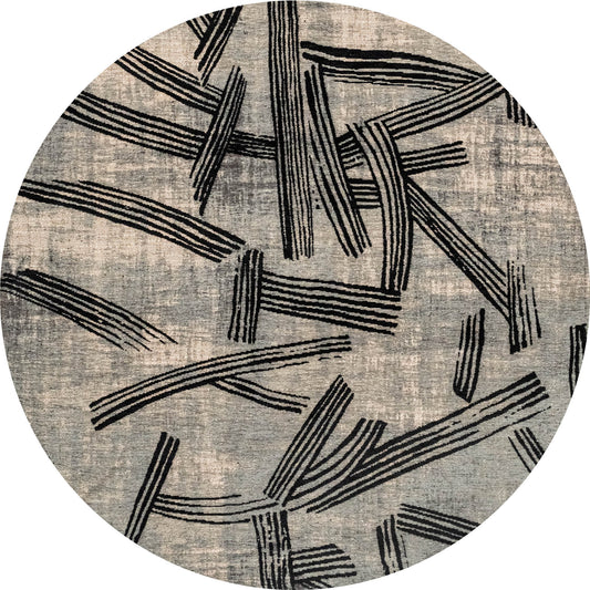 Louis De Poortere Meditation Kanji 2066 Dark Street Round Rug - Love-Rugs