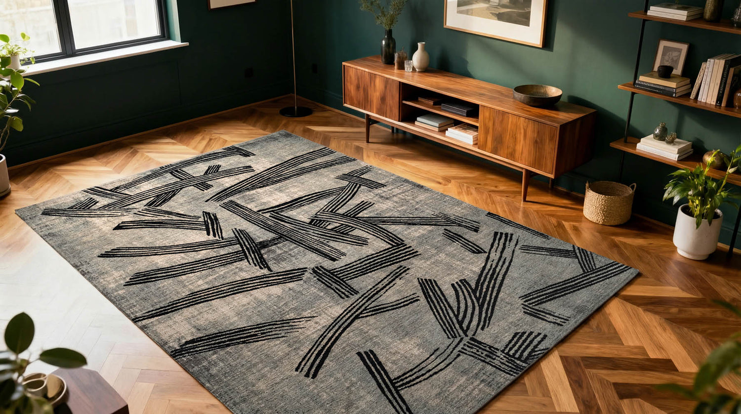 Louis De Poortere Meditation Kanji 2066 Dark Street Rug - Love-Rugs