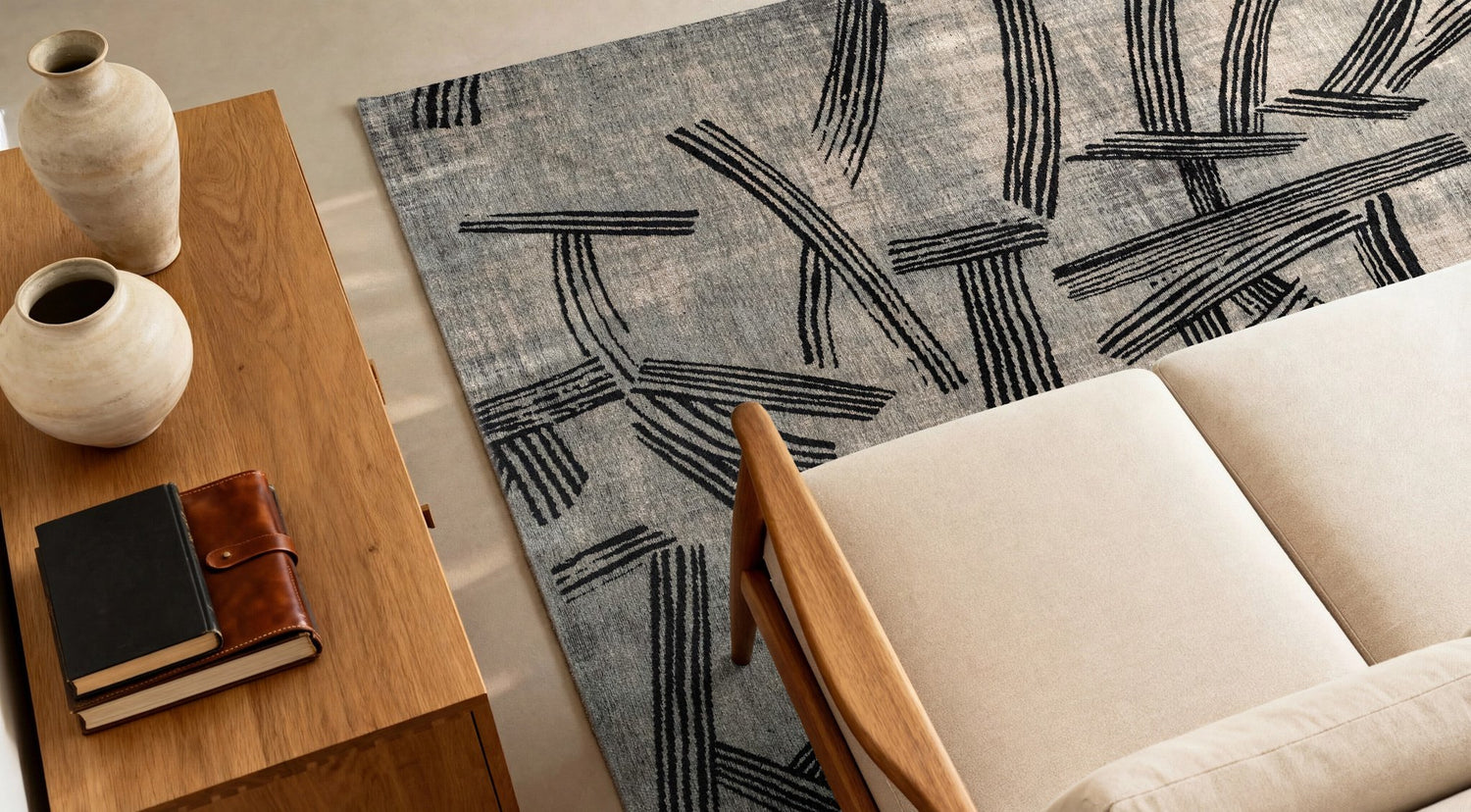 Louis De Poortere Meditation Kanji 2066 Dark Street Rug - Love-Rugs