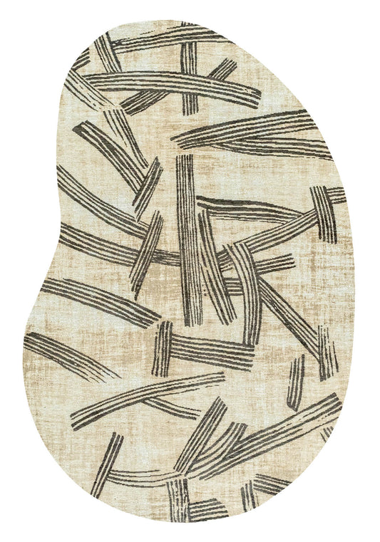 Louis De Poortere Meditation Kanji 2067 Slate Peanut Rug - Love-Rugs