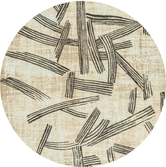 Louis De Poortere Meditation Kanji 2067 Slate Round Rug - Love-Rugs