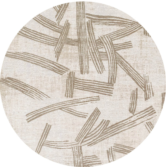 Louis De Poortere Meditation Kanji 2068 Dune Round Rug - Love-Rugs
