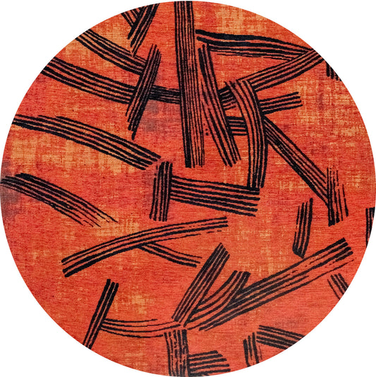 Louis De Poortere Meditation Kanji 2069 Ginger Chocolate Round Rug - Love-Rugs