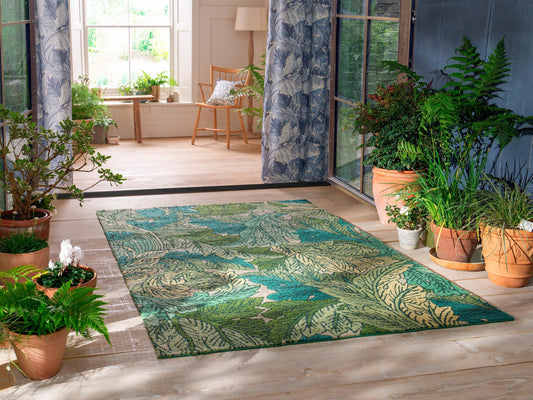 Morris & Co Acanthus Nettle/Sky Blue Outdoor 427307 Rug - Love-Rugs alternate image