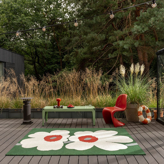 Orla Kiely Mar Unikko 60th Anniversary Green Outdoor 433007 Rug - Love-Rugs alternate image