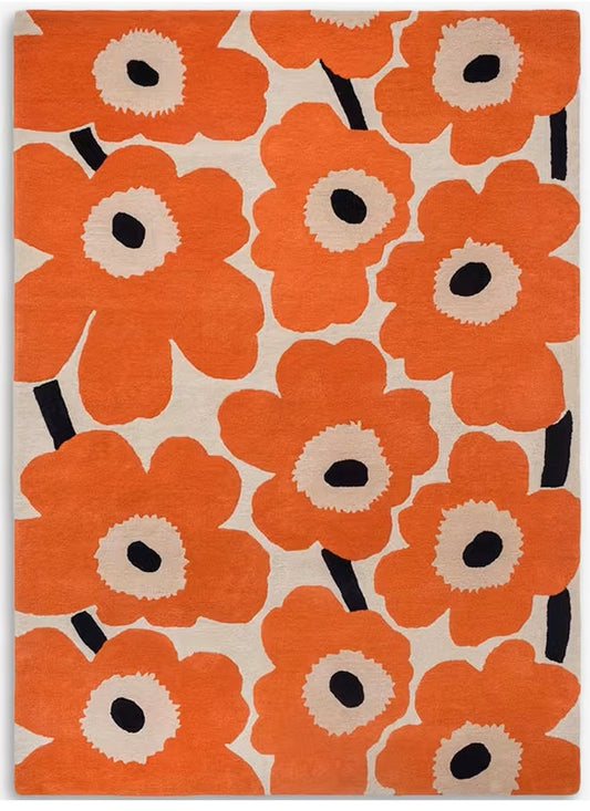 Marimekko Unikko Orange Red 132403 Rug - Love-Rugs