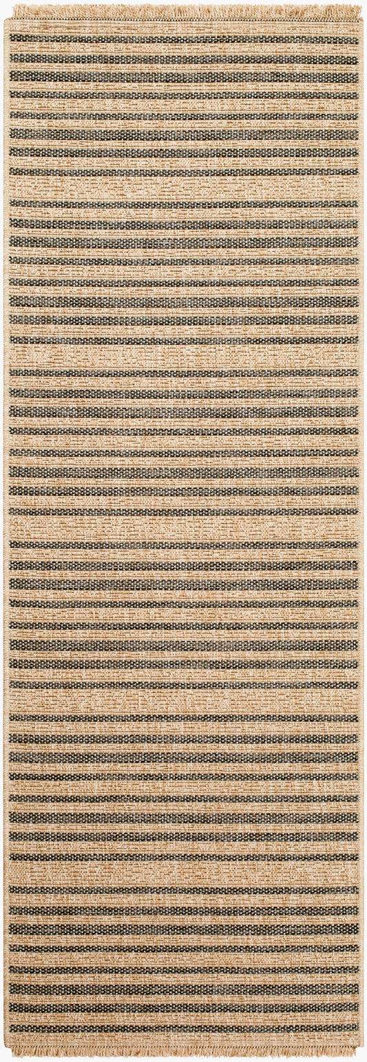 Mirage Indoor/Outdoorr Cottage Jute-Look Brown Striped MGE2308 Runner Rug - Love-Rugs
