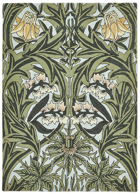 Morris & Co Bluebell Leafy Arbour Green 127607 Rug