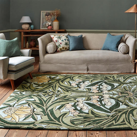 Morris & Co Bluebell Leafy Arbour Green 127607 Rug alternate image