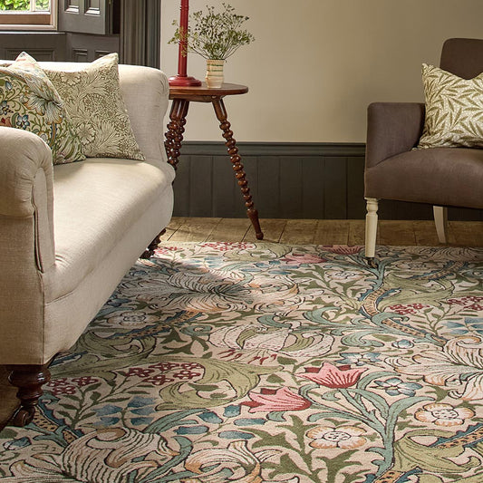 Morris & Co Golden Lily Green Red 130107 Rug - Love-Rugs alternate image