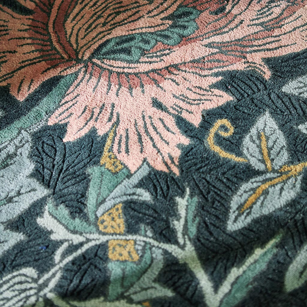Morris & Co Honeysuckle & Tulip Teal 130407 Rug - Love-Rugs