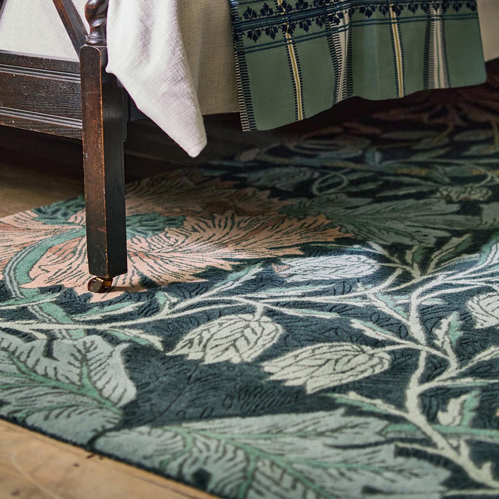 Morris & Co Honeysuckle & Tulip Teal 130407 Rug - Love-Rugs