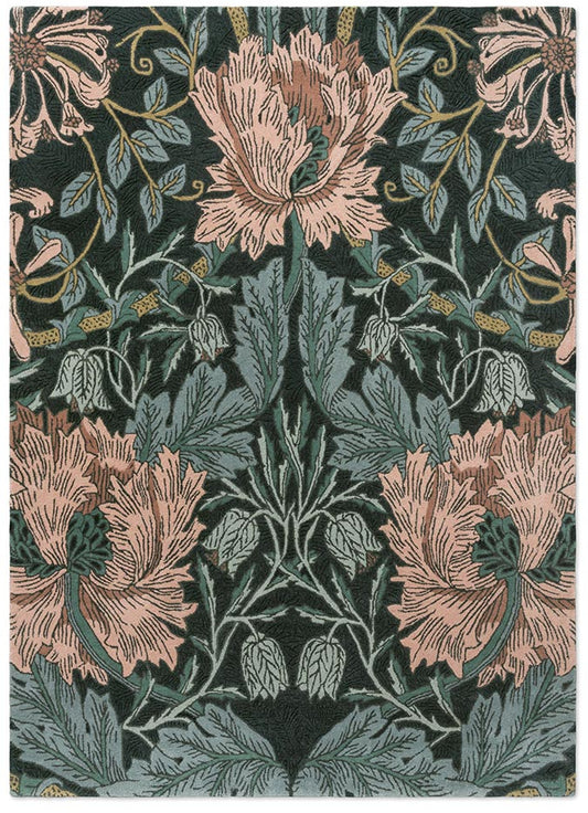 Morris & Co Honeysuckle & Tulip Teal 130407 Rug - Love-Rugs