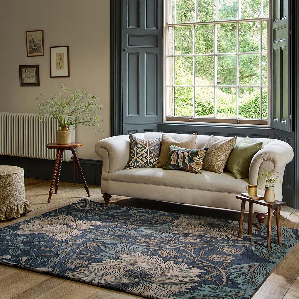 Morris & Co Honeysuckle & Tulip Woad/Thyme 130408 Rug - Love-Rugs