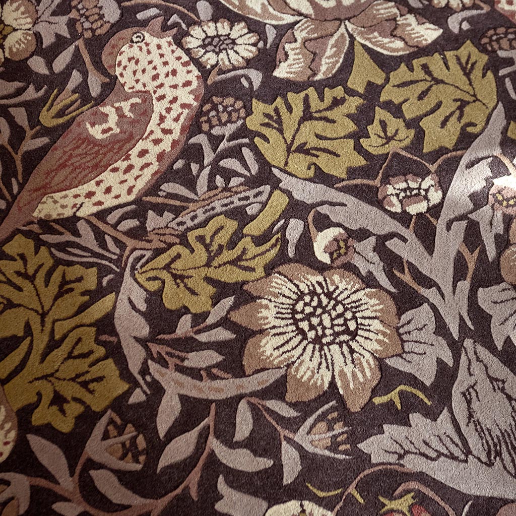 Morris & Co Strawberry Thief 027705 Grape Rug - Love-Rugs