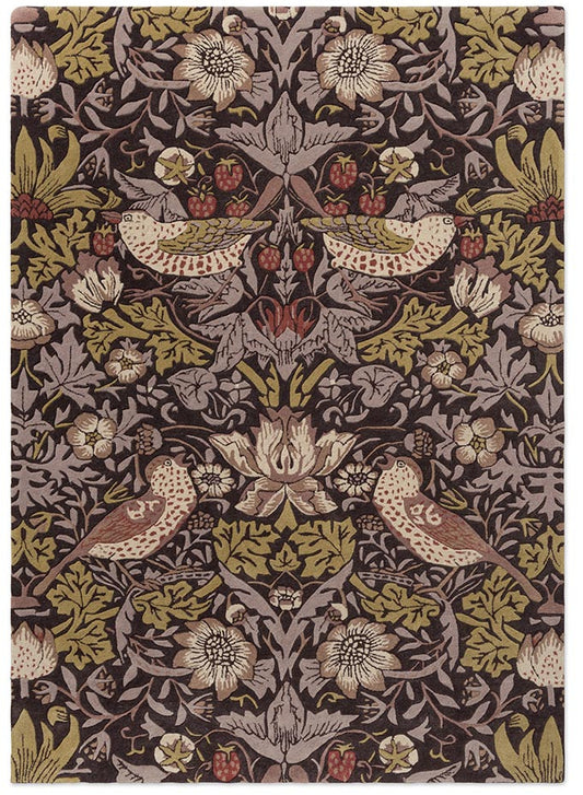 Morris & Co Strawberry Thief 027705 Grape Rug - Love-Rugs