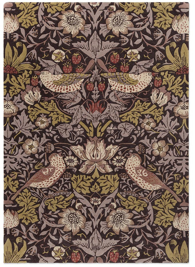 Morris & Co Strawberry Thief 027705 Grape Rug - Love-Rugs