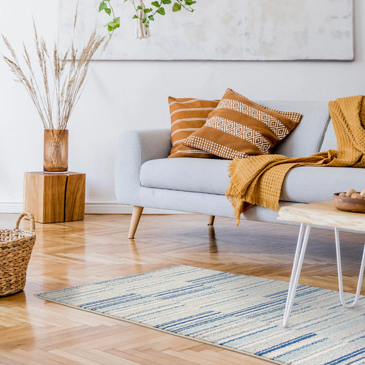 Muse Blue Stripe MU05 Runner Rug - Love-Rugs alternate image
