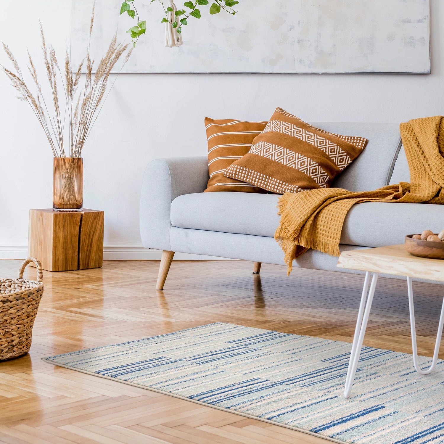 Muse Blue Stripe MU05 Runner Rug - Love-Rugs