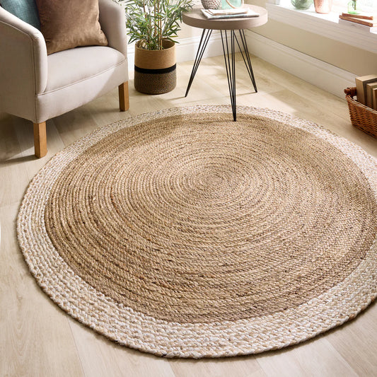 Origins Jute Border Natural White Round Rug alternate image