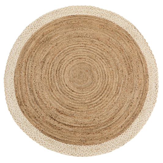 Origins Jute Border Natural White Round Rug