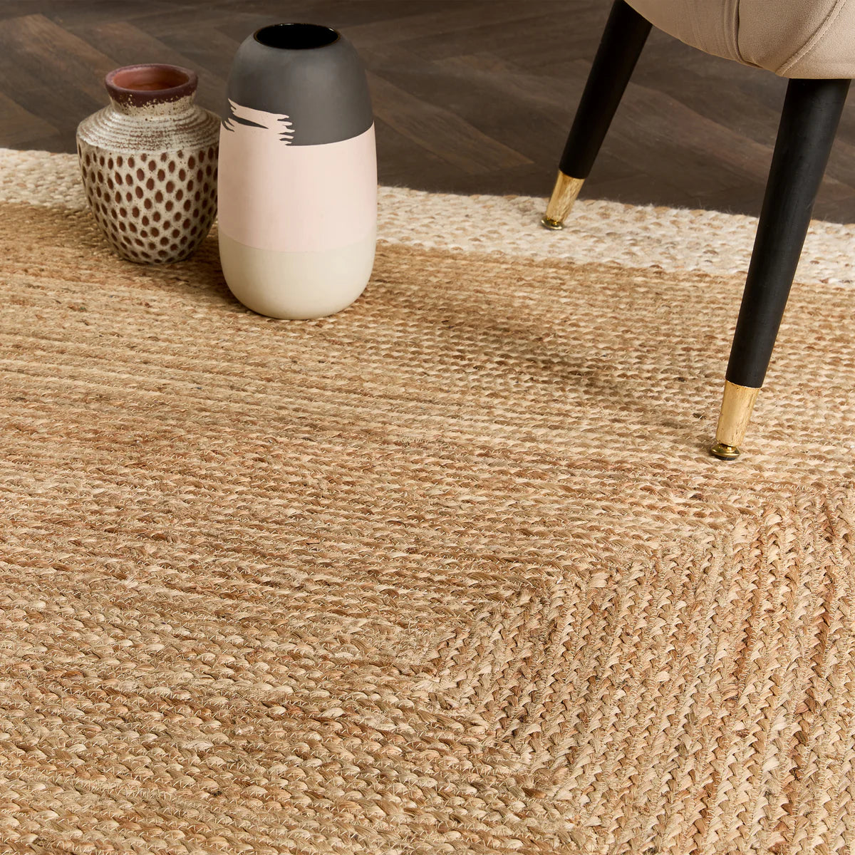 Origins Jute Border Natural White Runner Rug