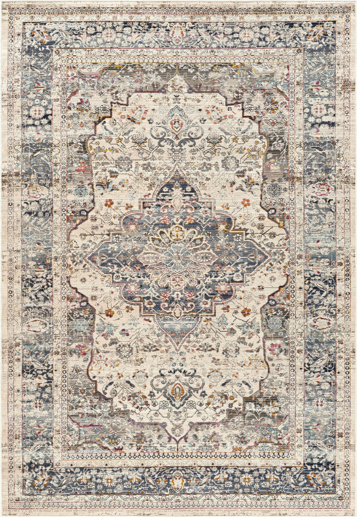 Nourison Vintage Kashan VKA07 Ivory / Blue Rug - Love-Rugs