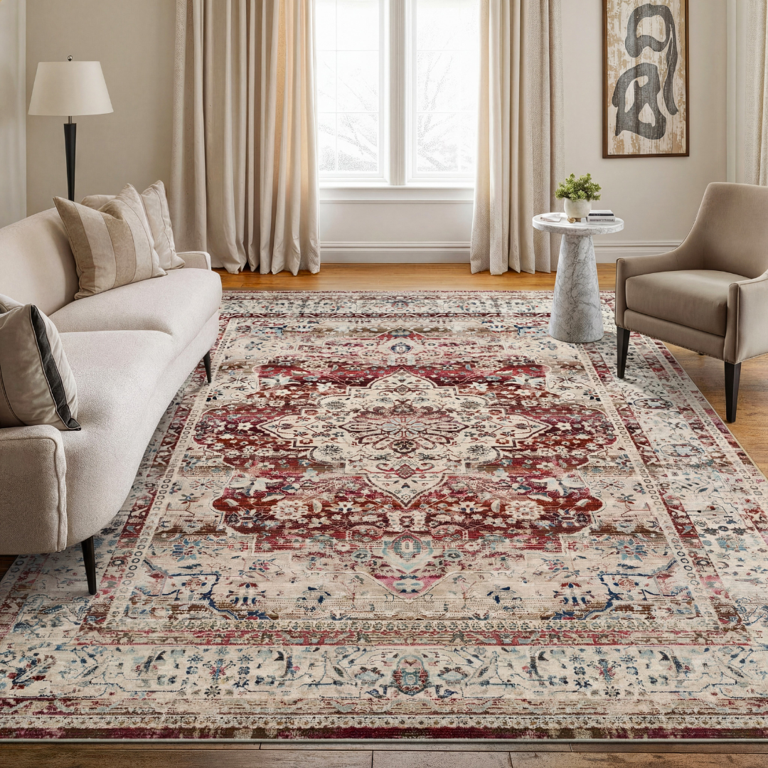 Nourison Vintage Kashan VKA07 Red / Ivory Rug - Love-Rugs