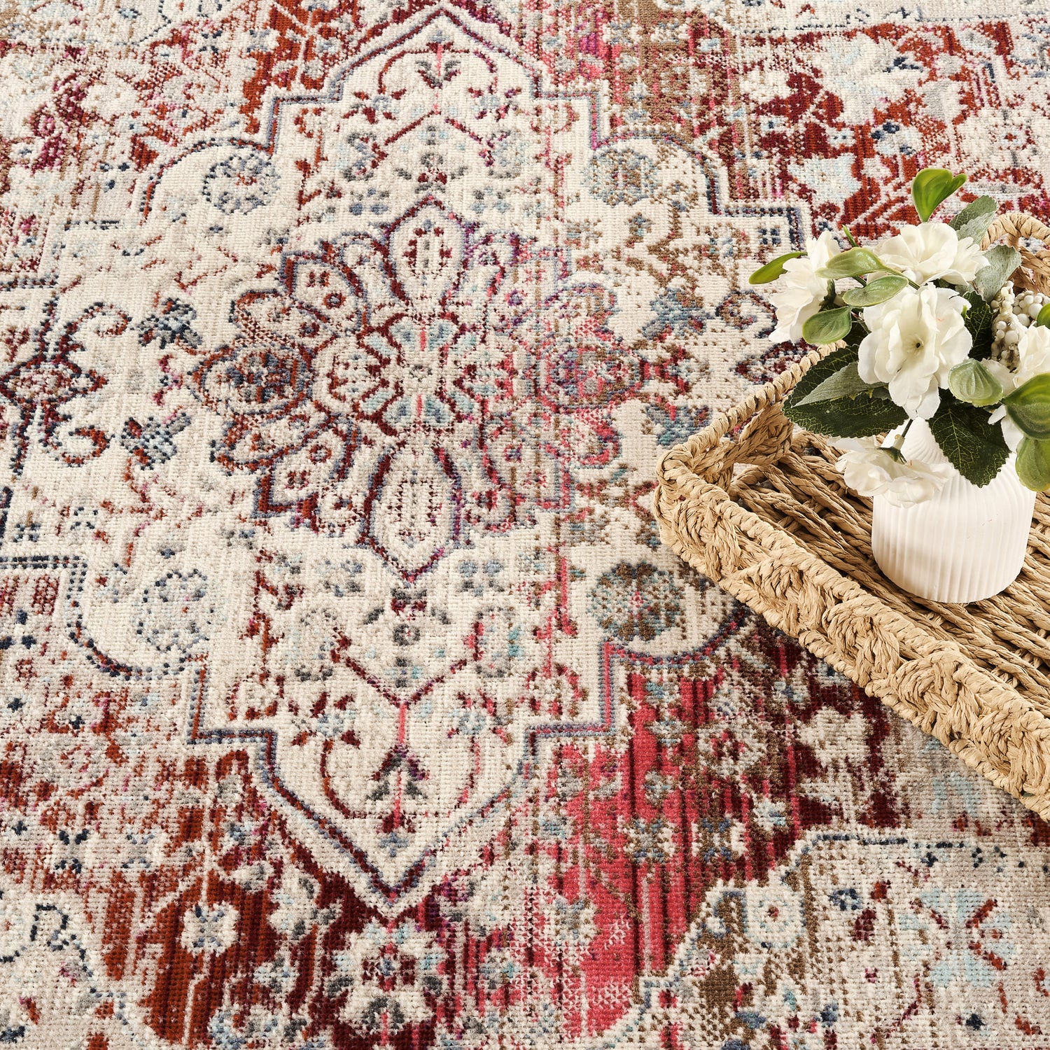 Nourison Vintage Kashan VKA07 Red / Ivory Rug - Love-Rugs
