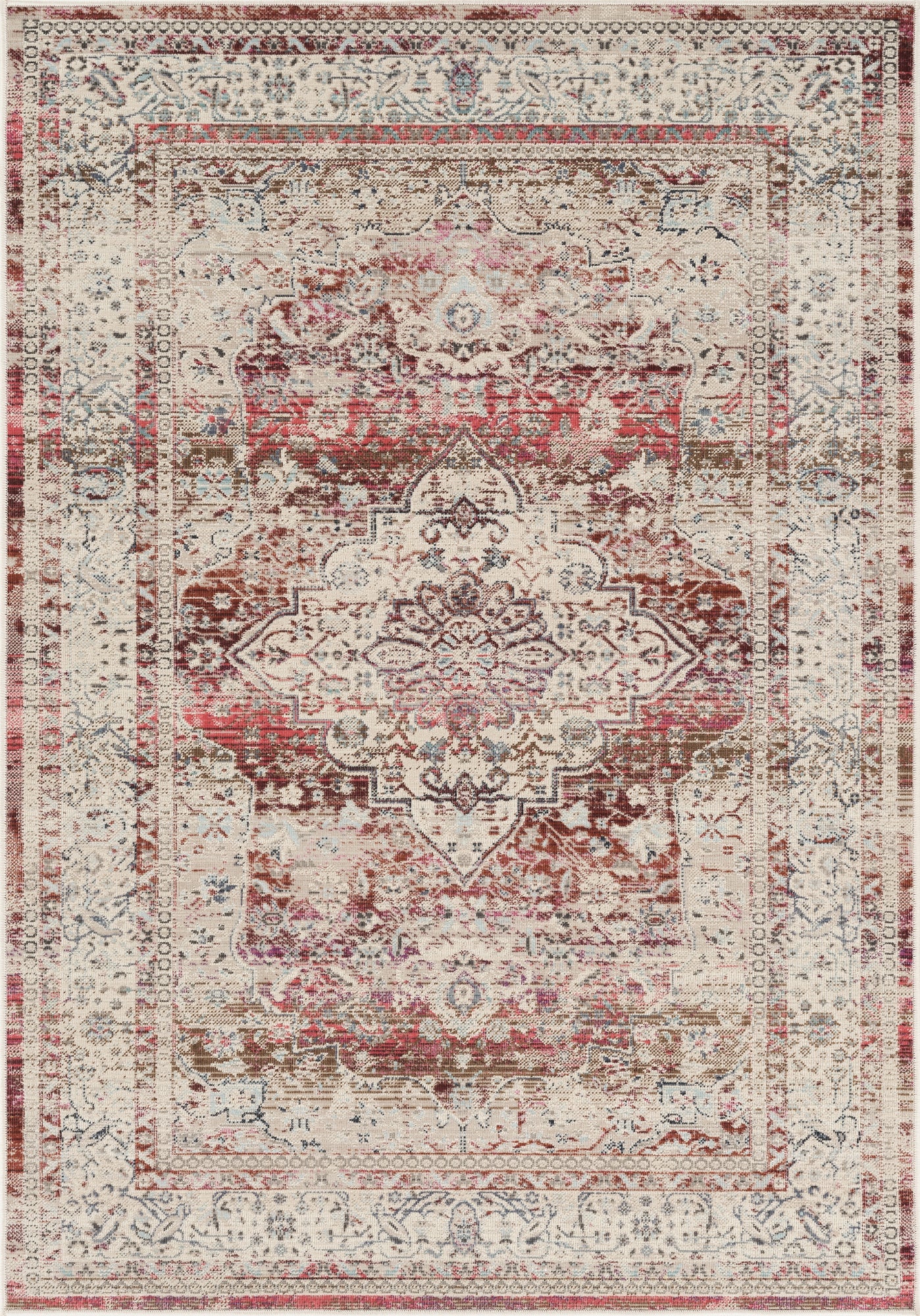 Nourison Vintage Kashan VKA07 Red / Ivory Rug - Love-Rugs