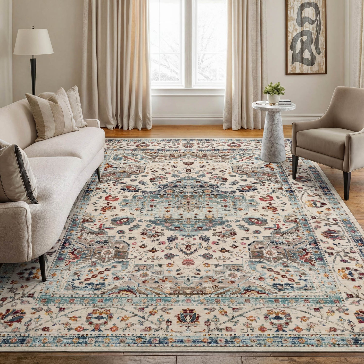 Nourison Vintage Kashan VKA10 Teal Rug - Love-Rugs