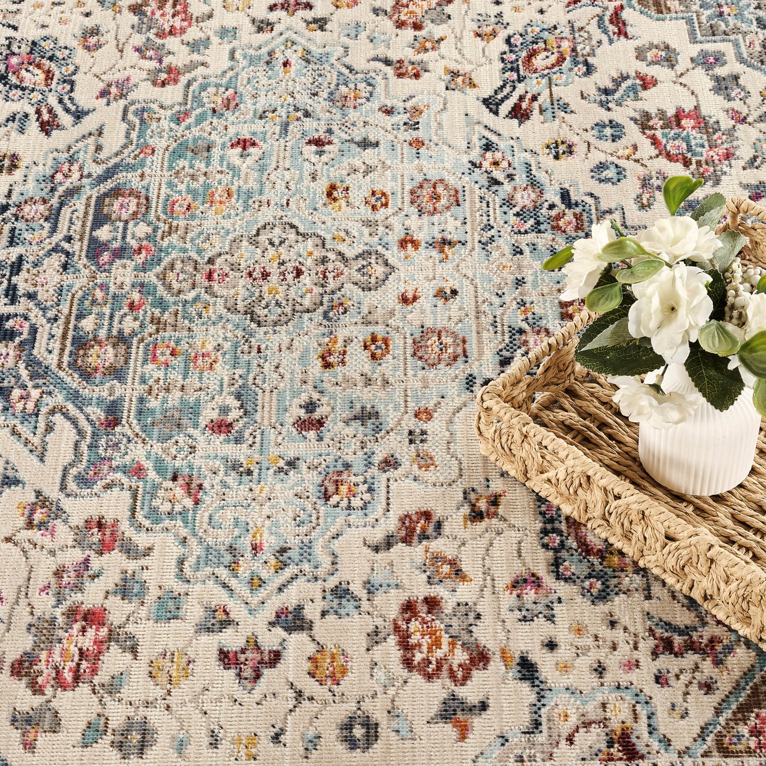 Nourison Vintage Kashan VKA10 Teal Rug - Love-Rugs