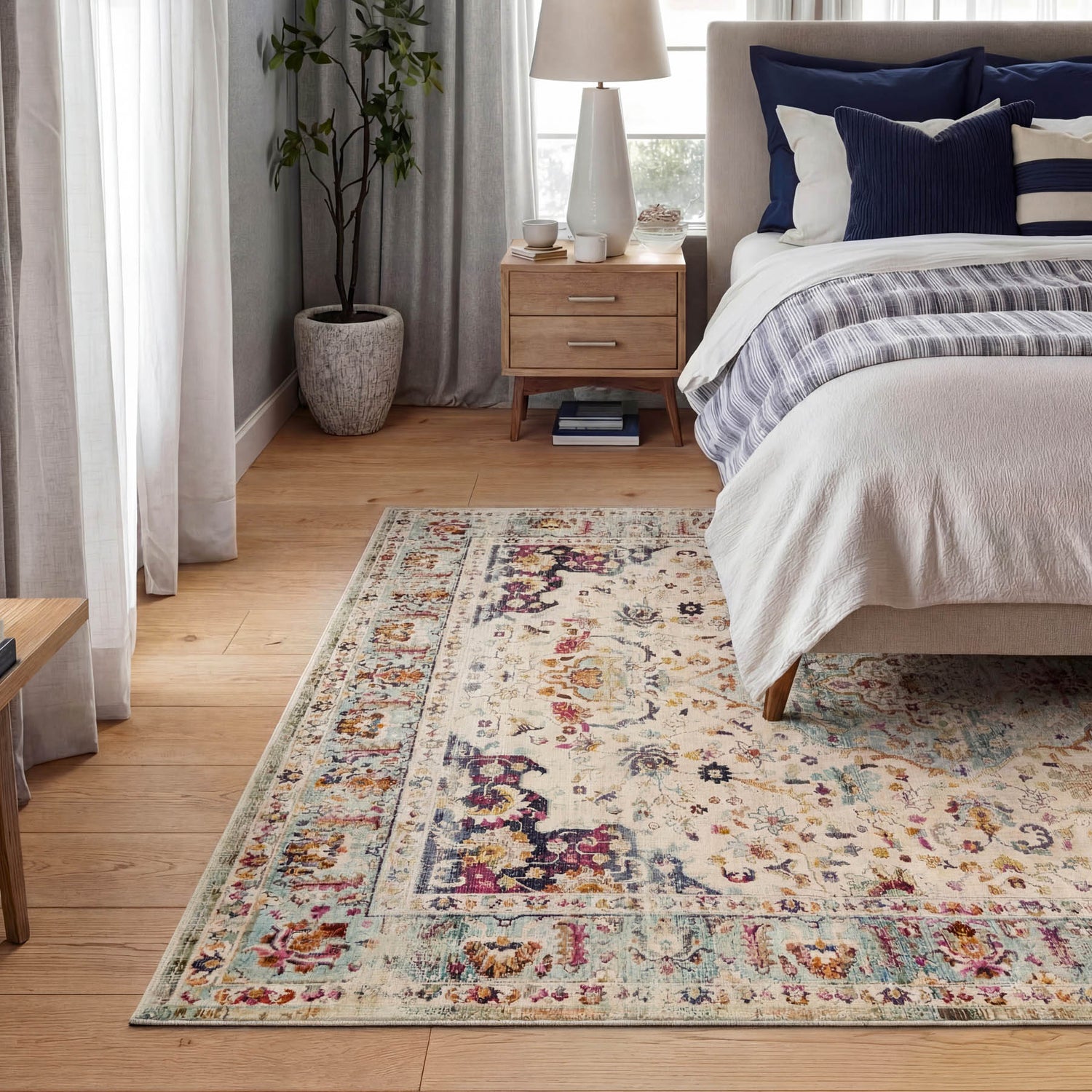 Nourison Vintage Kashan VKA13 Blue Gold Rug - Love-Rugs