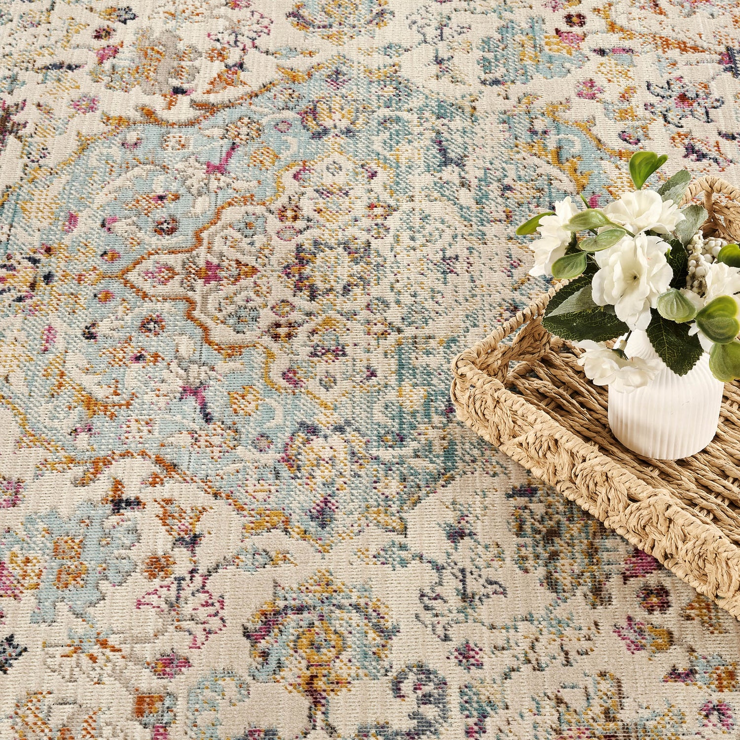 Nourison Vintage Kashan VKA13 Blue Gold Rug - Love-Rugs