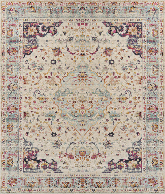 Nourison Vintage Kashan VKA13 Blue Gold Rug - Love-Rugs