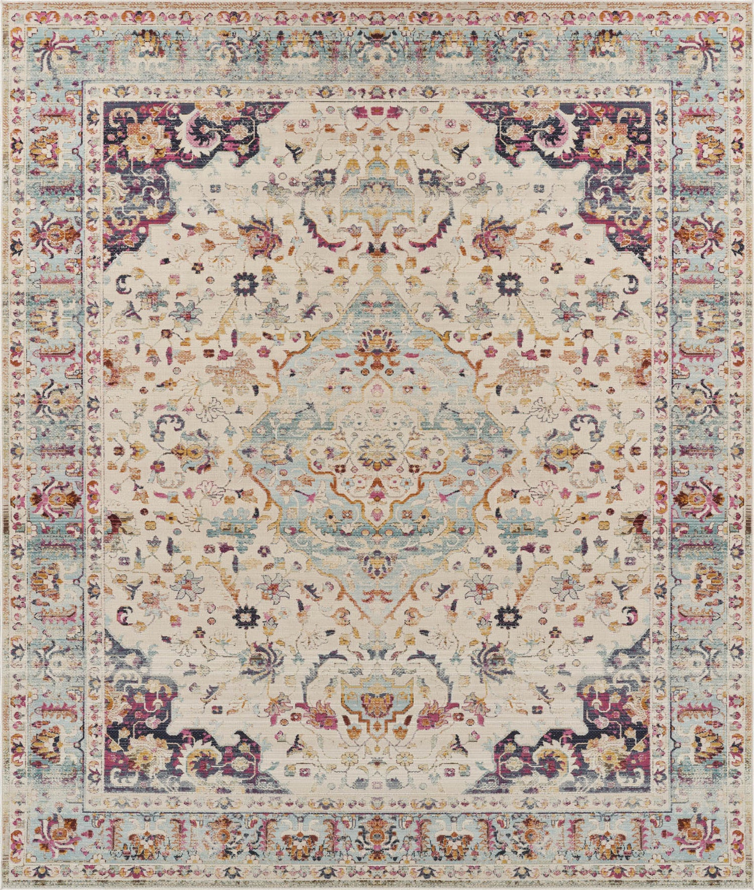 Nourison Vintage Kashan VKA13 Blue Gold Rug - Love-Rugs