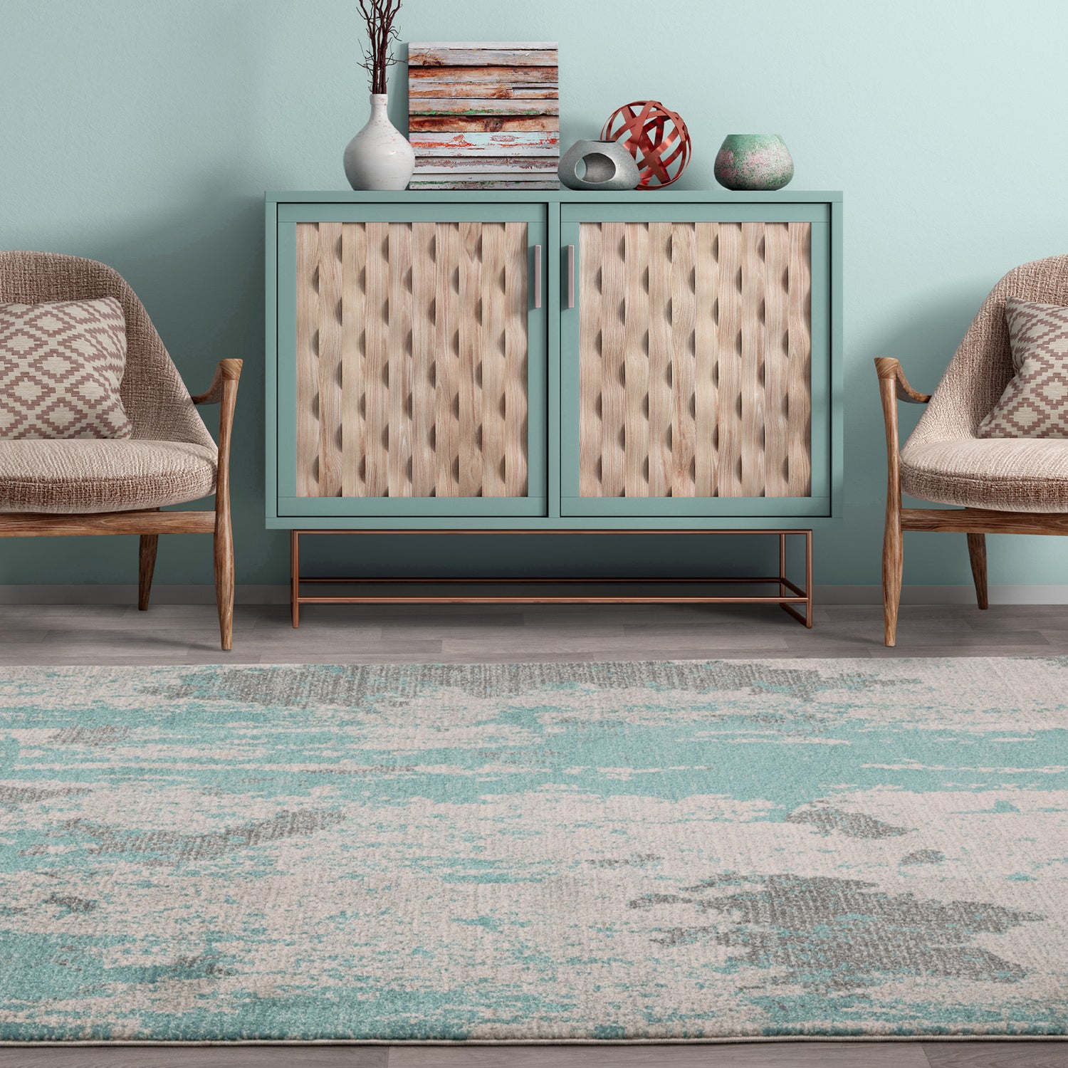 Nova NV15 Painterly Duckegg Rug