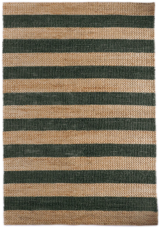 Origin Bondi Jute Stripe Bottle Green Rug - Love-Rugs