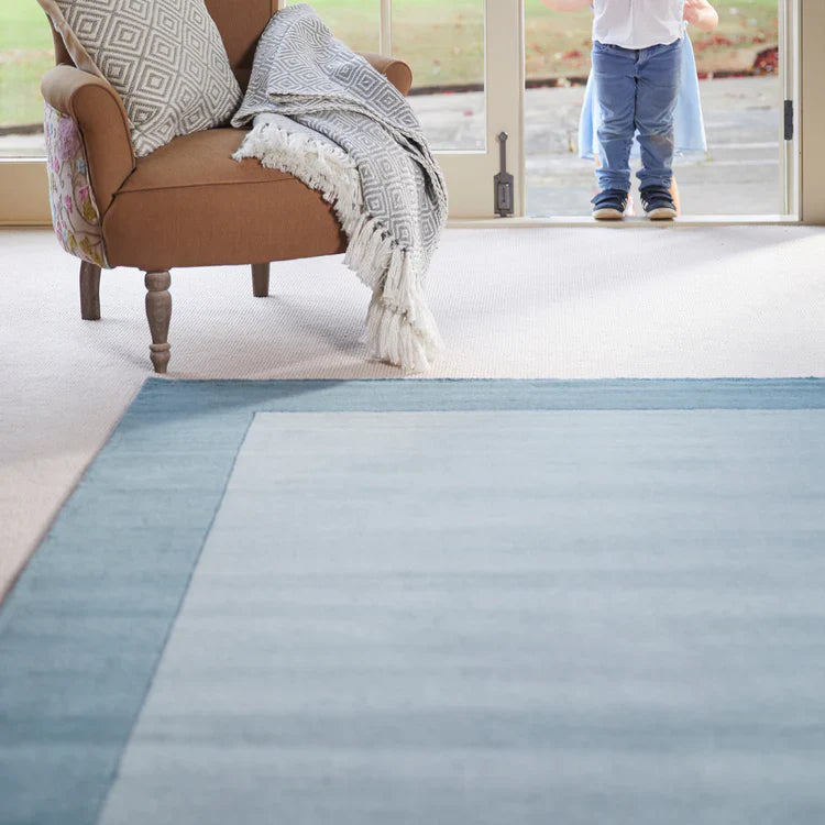 Origins Borders Duck Egg Rug - Love-Rugs
