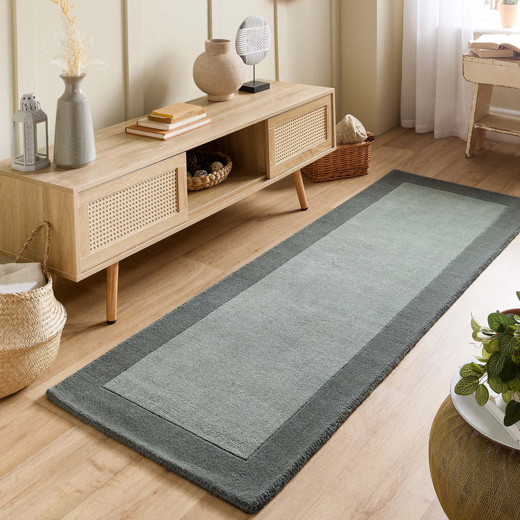 Origins Borders Sage Green Runner Rug - Love-Rugs
