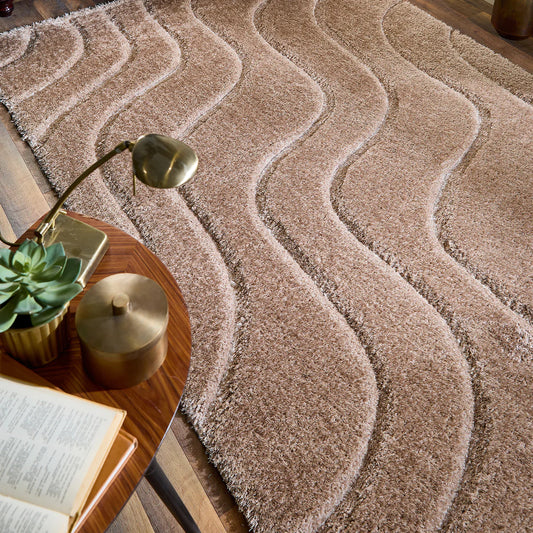 Origins Soft Carved Wave Beige/Cream Rug - Love-Rugs alternate image
