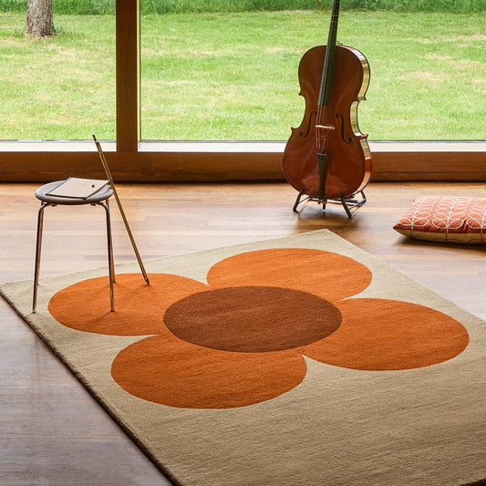 Orla Kiely Flower Placement Pumpkin/Ecru 158203 Rug - Love-Rugs alternate image
