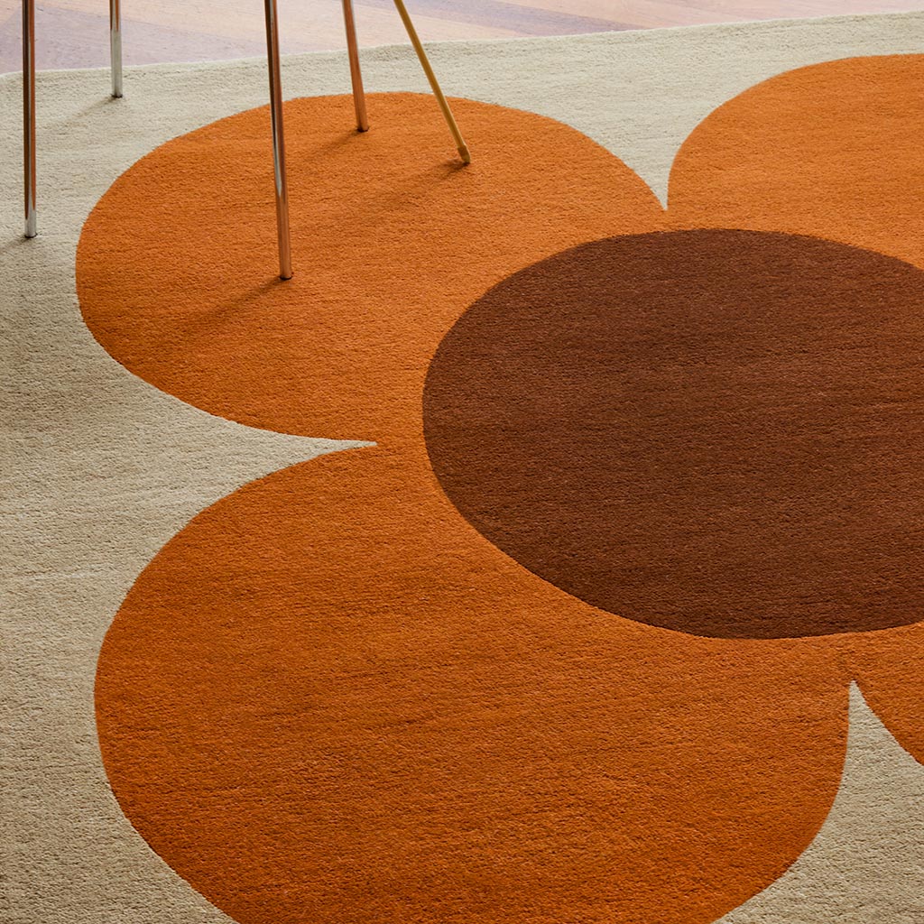 Orla Kiely Flower Placement Pumpkin/Ecru 158203 Rug - Love-Rugs