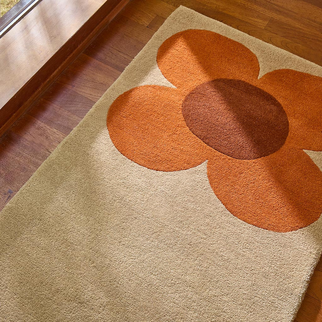 Orla Kiely Flower Placement Pumpkin/Ecru 158203 Runner Rug - Love-Rugs