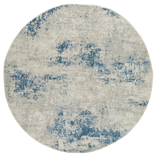 Rossa ROS03 IVBLU Round Rug - Love-Rugs