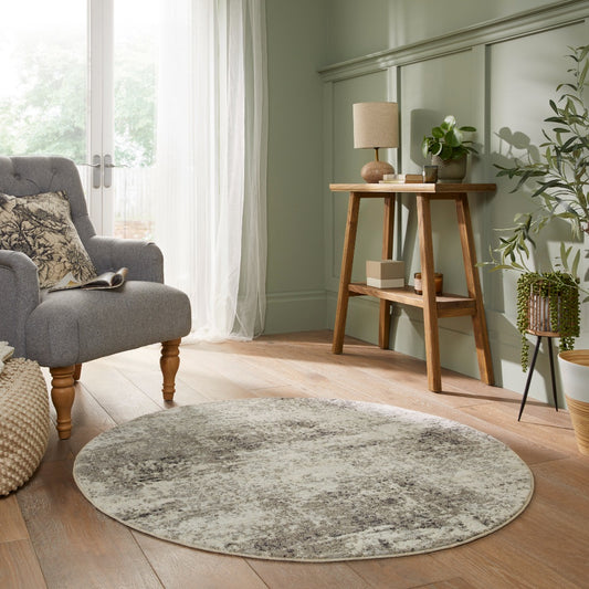 Rossa ROS03 IVGRY Round Rug - Love-Rugs alternate image