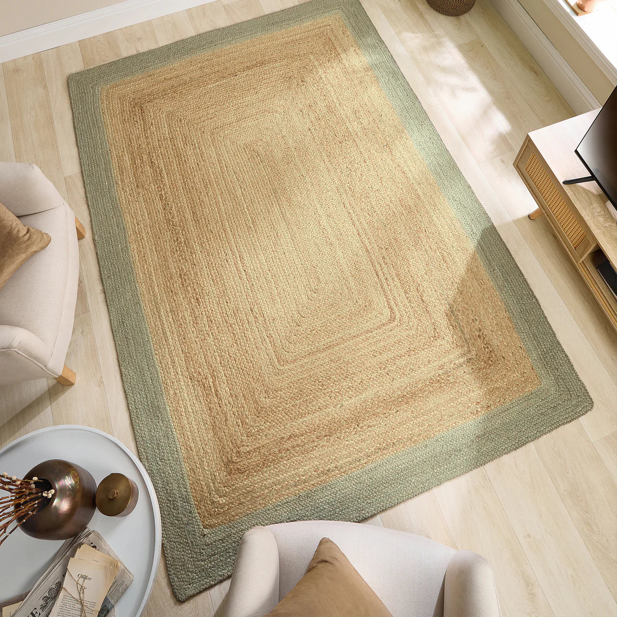 Origins Jute Border Sage Green Rug – Love-Rugs
